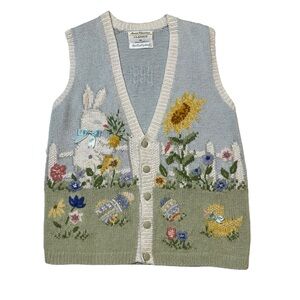 Vintage Hand knit bunny vest